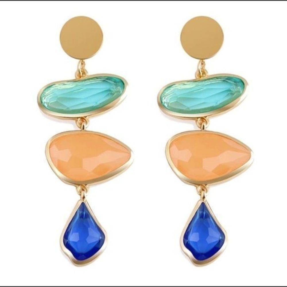 Candy Color Rhinestone Dangle Earrings